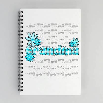 Grandma PNG – Blue Floral Name Sublimation Design