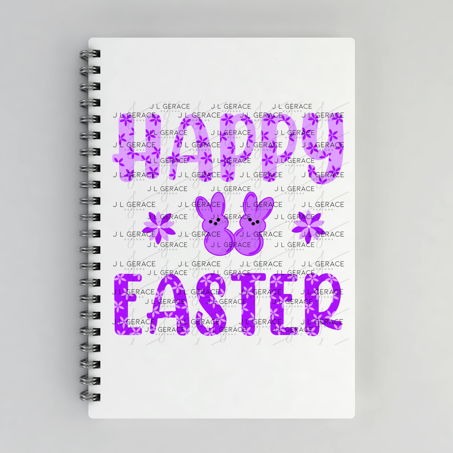 Happy Easter Purple Bunny Peep Flowers Clipart Sublimation PNG