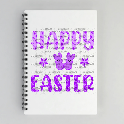 Happy Easter Purple Bunny Peep Flowers Clipart Sublimation PNG