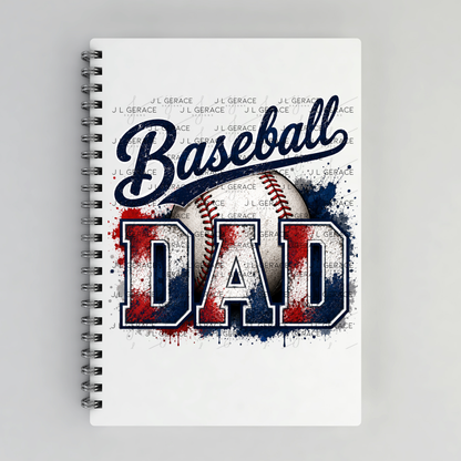 Baseball Dad PNG – Red White Blue Paint Splatter Design with Ball