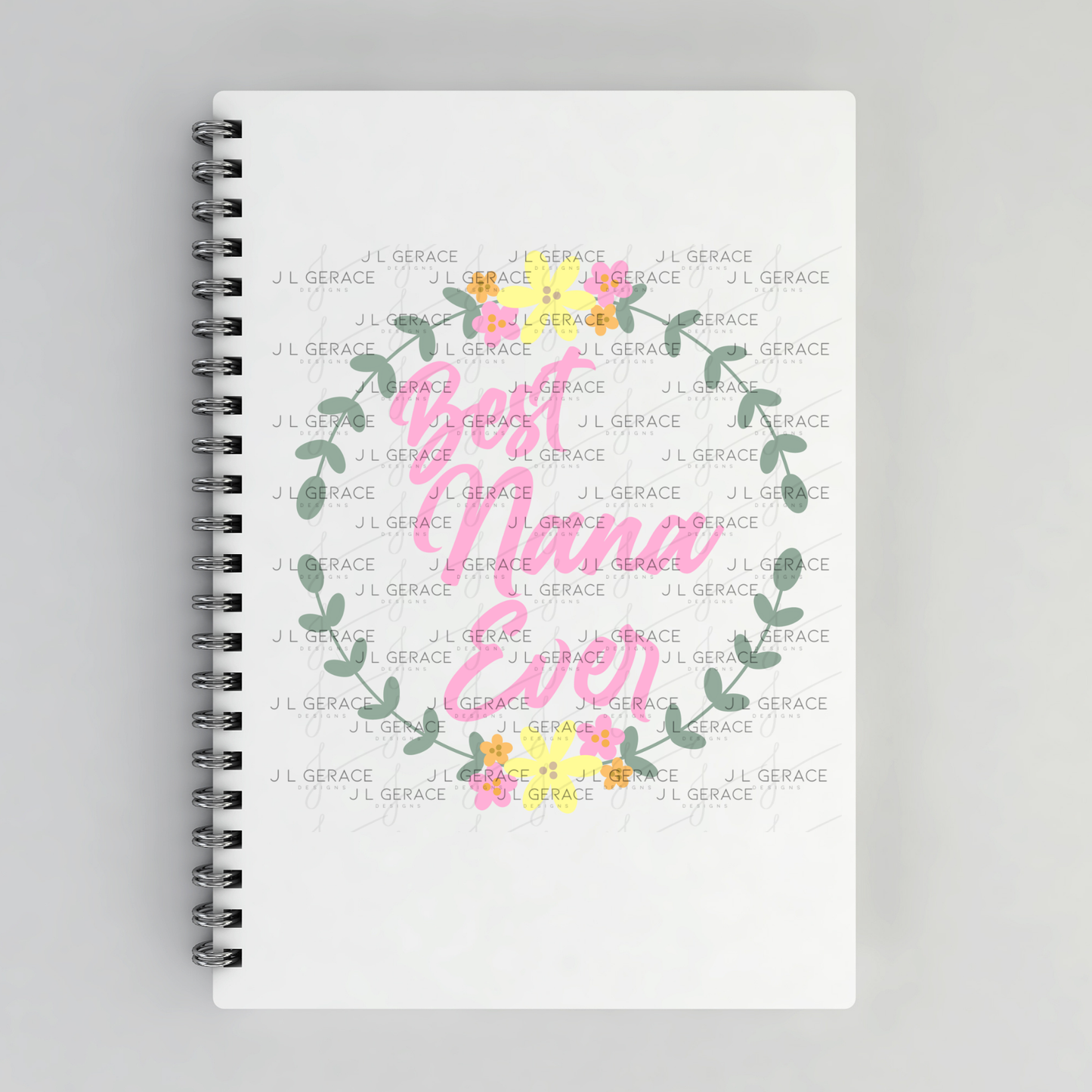 Best Nana Ever PNG – Floral Wreath Script Sublimation Design