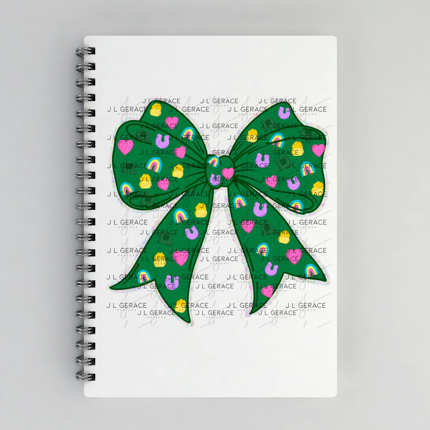 St Patrick Lucky Bow PNG, Rainbow Shamrock Glitter Bow Design, Sublimation PNG Download