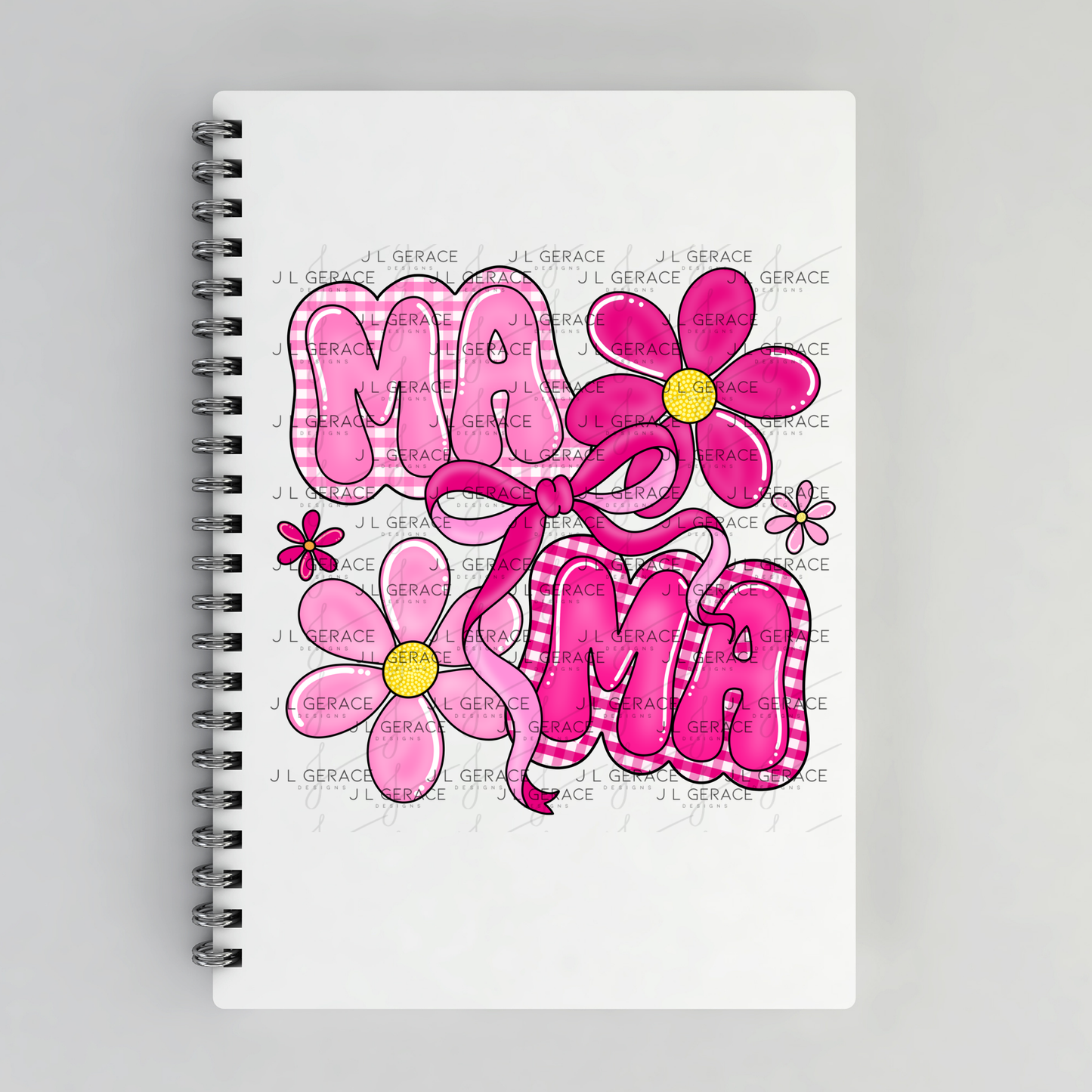Mama Floral Bow Pink PNG Design