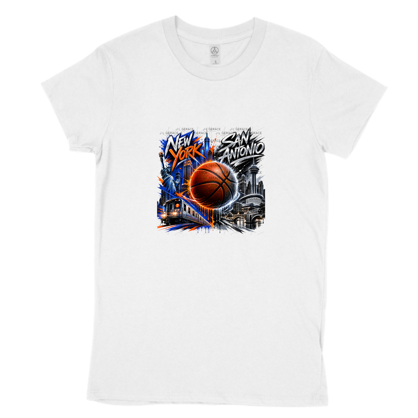 New York vs San Antonio Graffiti Basketball PNG Design