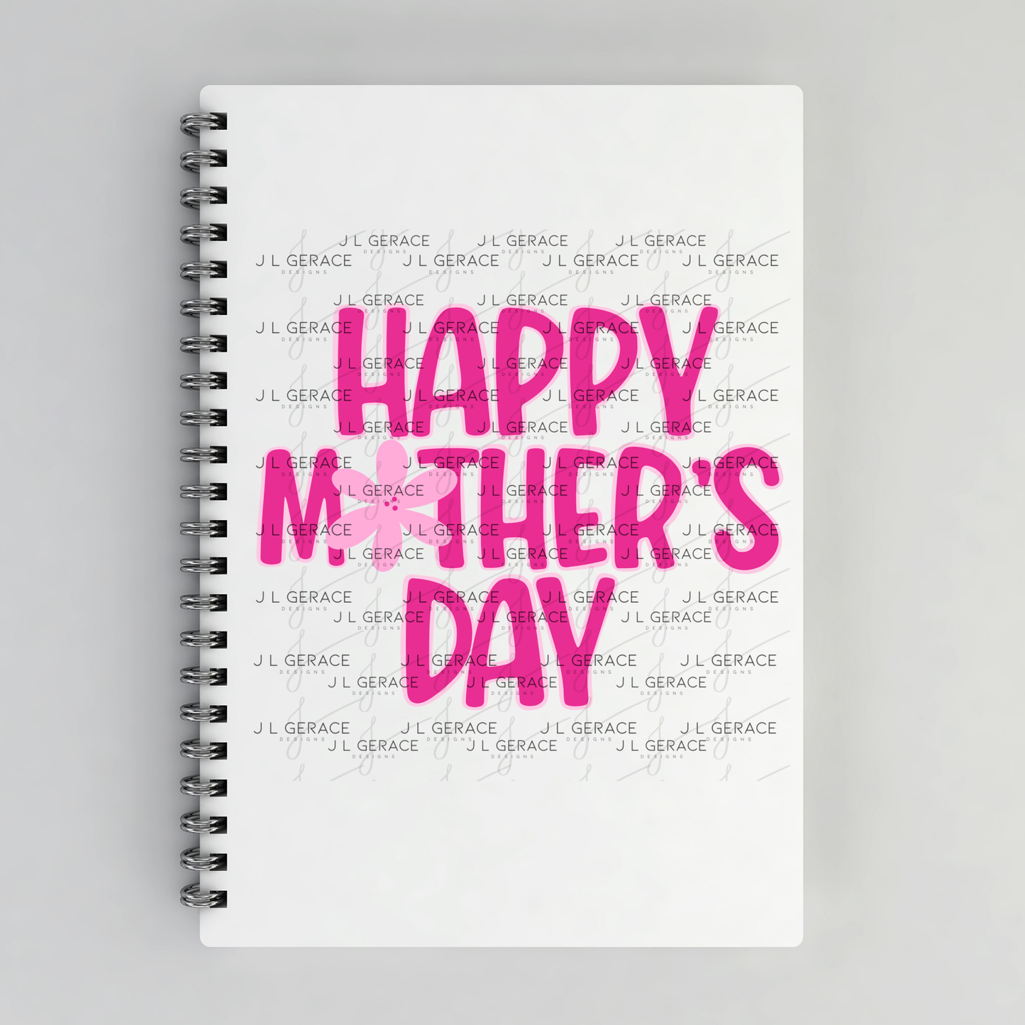 Happy Mothers Day PNG – Bold Pink Floral Lettering Sublimation Design