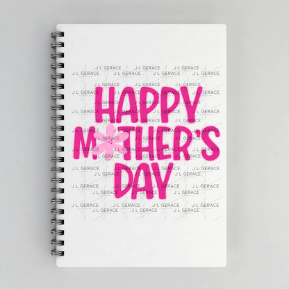 Happy Mothers Day PNG – Bold Pink Floral Lettering Sublimation Design