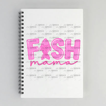 Fish Mama PNG – Pink Fishing Design with Fish Silhouette Letter