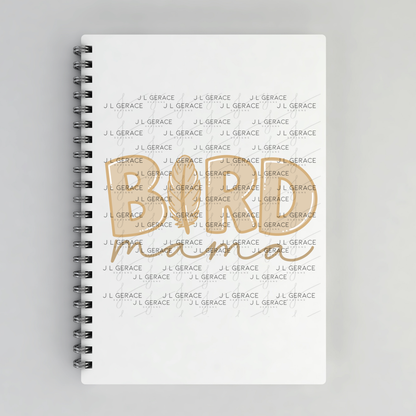 Bird Mama PNG – Neutral Tan Feather Design with Feather Letter
