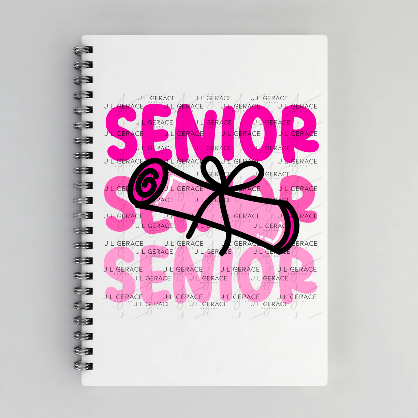 Senior PNG – Pink Diploma Graduation Lettering Design