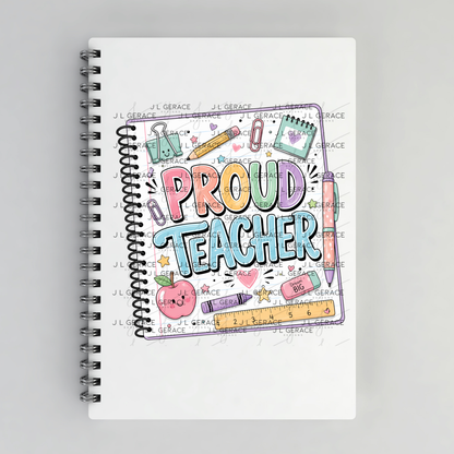 Pastel Proud Teacher Notebook PNG Digital Download