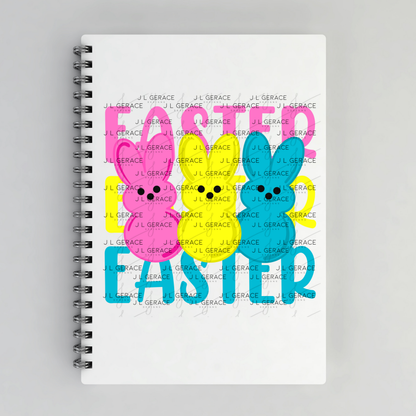 EASTER EASTER EASTER Bunnies Pink - Yellow - Blue PNG