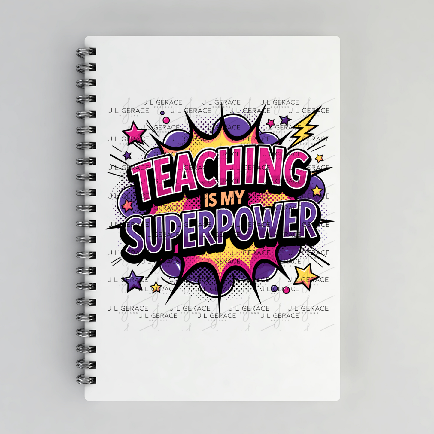 Teaching Is My Superpower Pink Purple Yellow PNG Digital Download