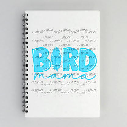 Bird Mama PNG – Blue Feather Design with Feather Letter