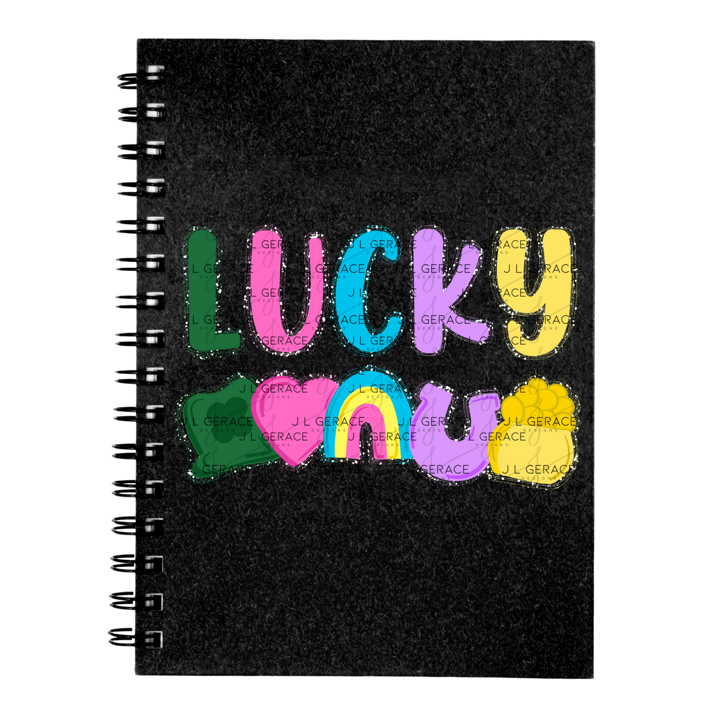 Lucky with charms - String Glitter Outline PNG