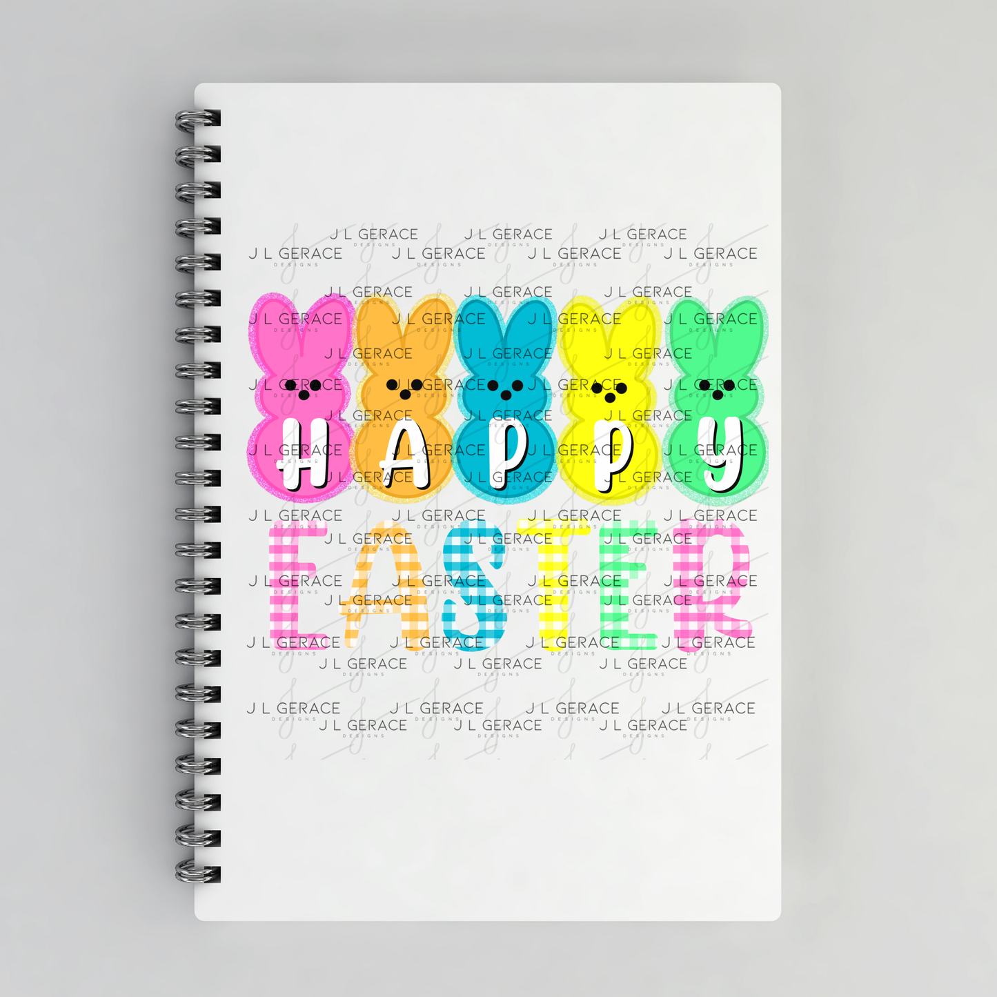 Happy Easter Bunny Clipart Sublimation PNG Gingham Glitter Peeps Bunny Design