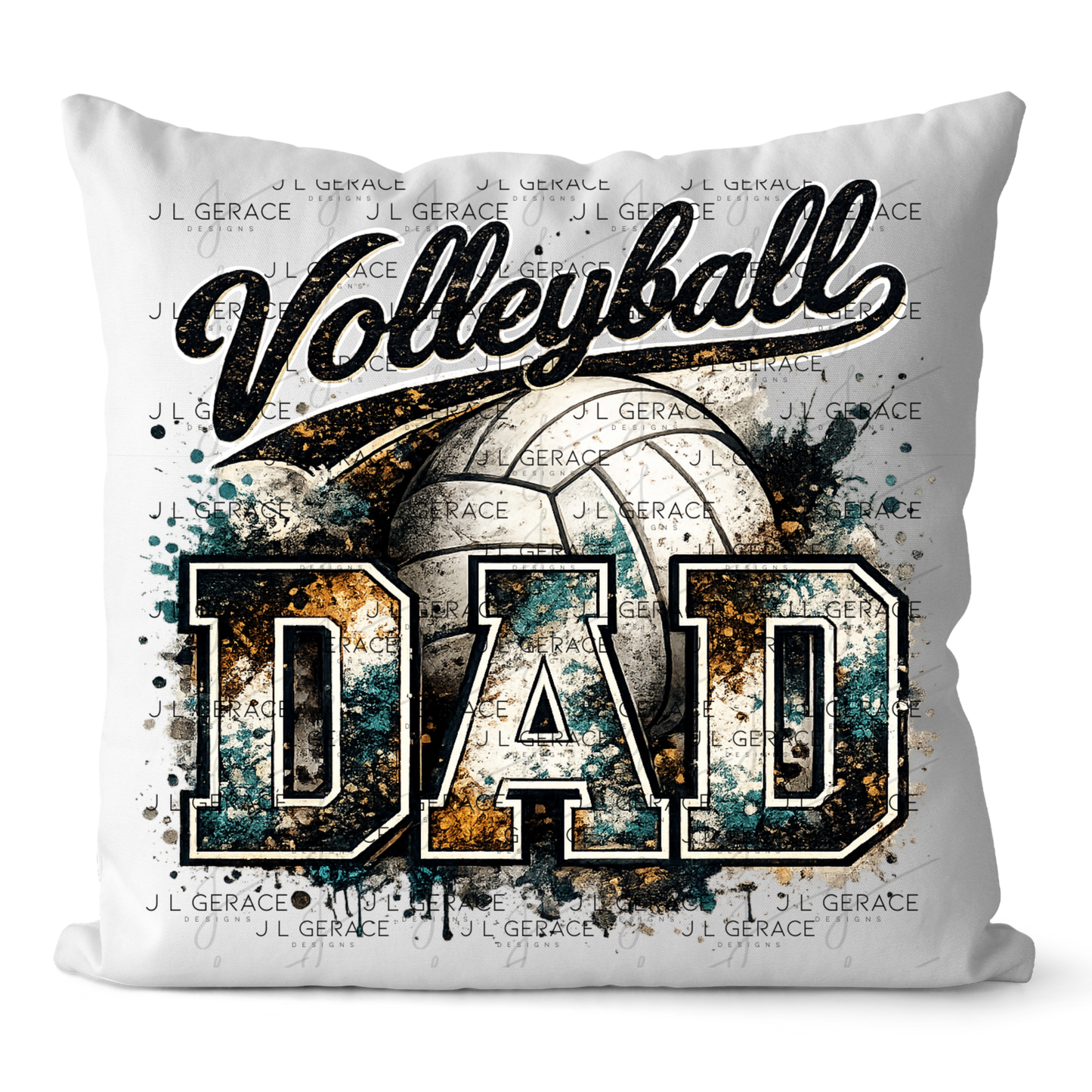 Volleyball Dad PNG – Vintage Paint Splatter Sports Design with Volleyball