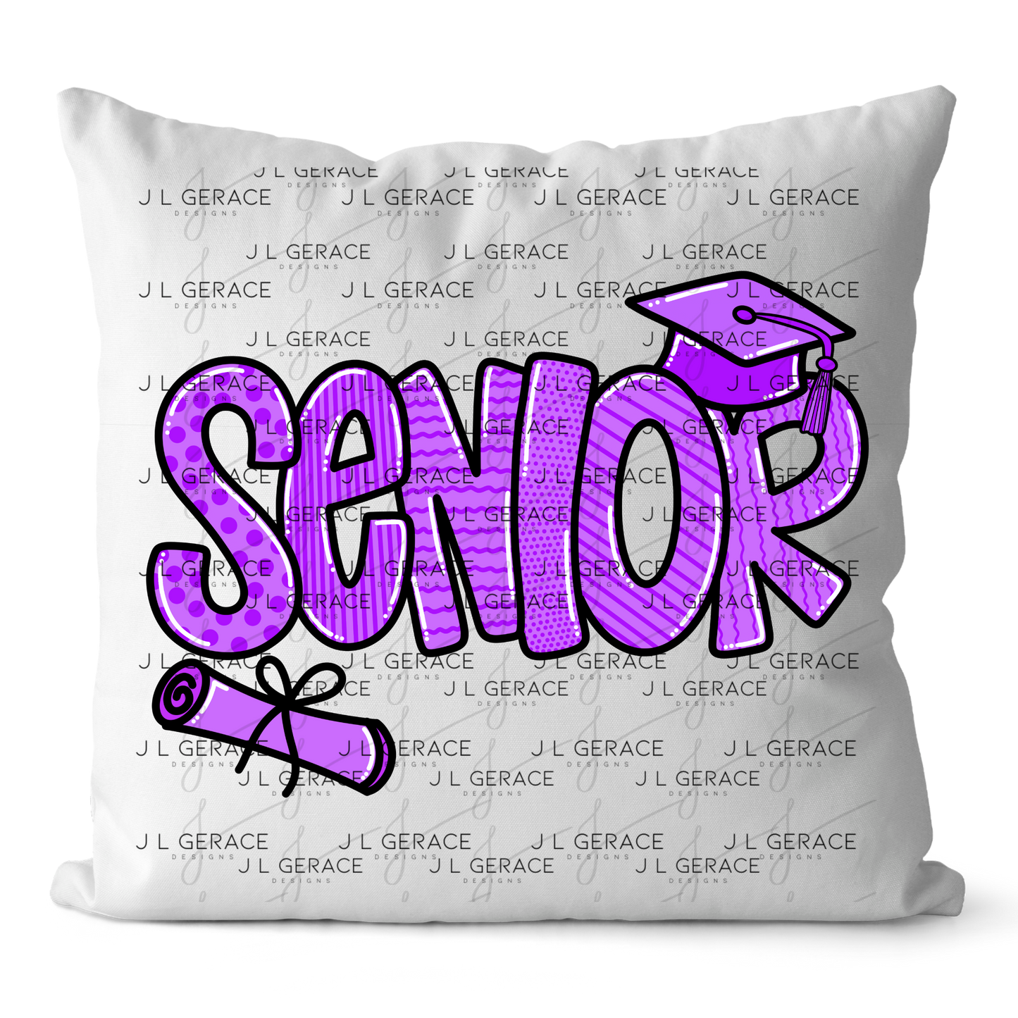 Senior PNG – Purple Pattern Graduation Sublimation Design