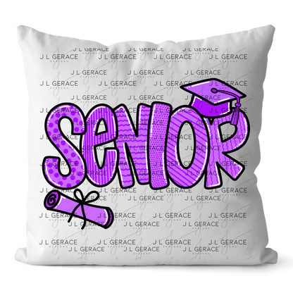 Senior PNG – Purple Pattern Graduation Sublimation Design