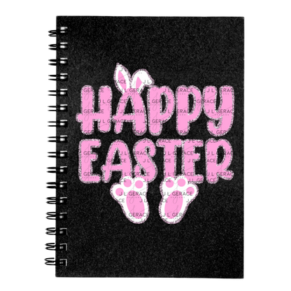 Happy Easter Bunny Ears and Feet Pink Glitter PNG Easter Clipart Sublimation PNG