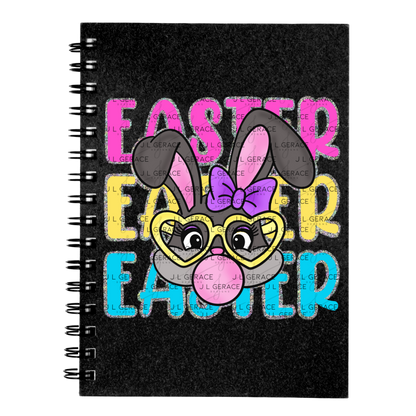 EASTER EASTER EASTER Bunny with Glasses Pink - Yellow - Blue - Chunky Glitter Outline PNG