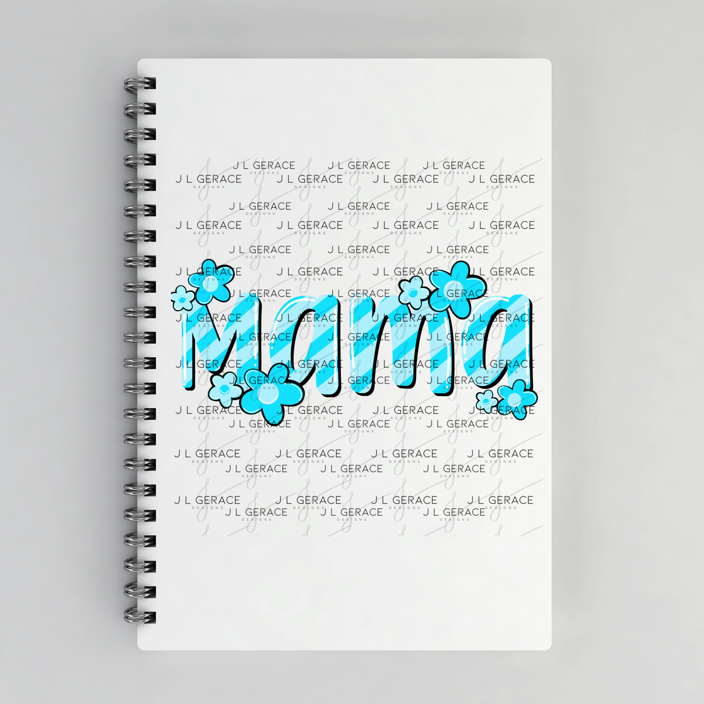 Mama Daisy Floral Blue PNG Design