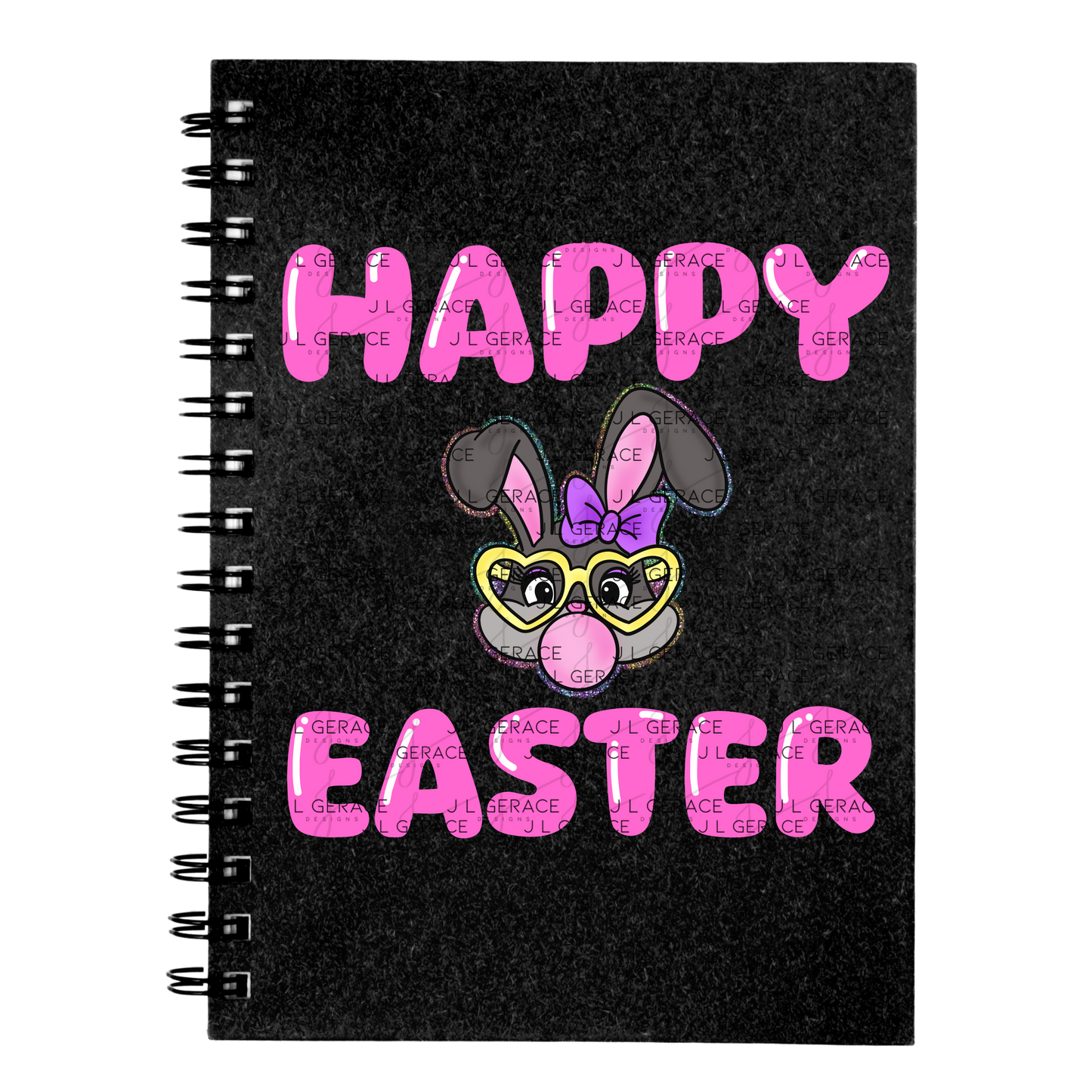 Happy Easter Bunny Bubblegum Rainbow Glitter Clipart Sublimation PNG
