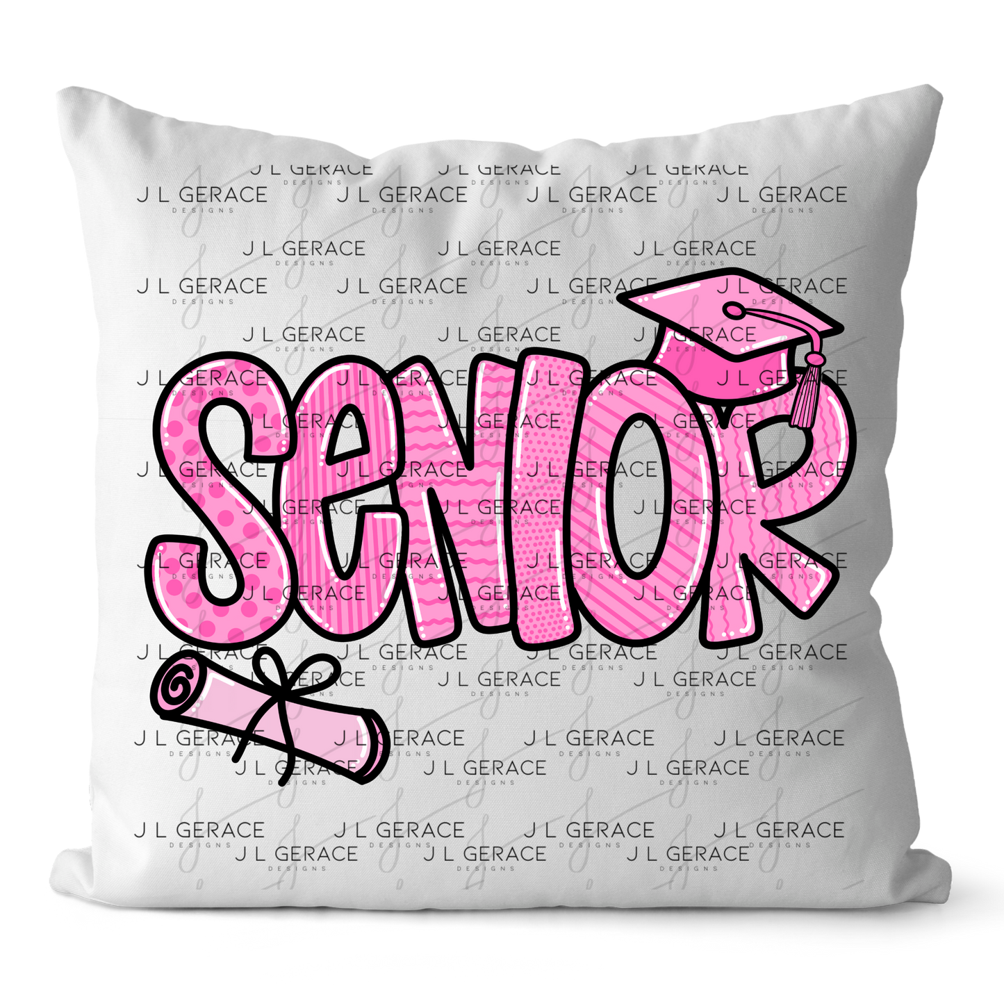 Senior PNG – Pink Pattern Graduation Sublimation Design