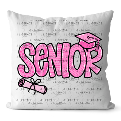 Senior PNG – Pink Pattern Graduation Sublimation Design
