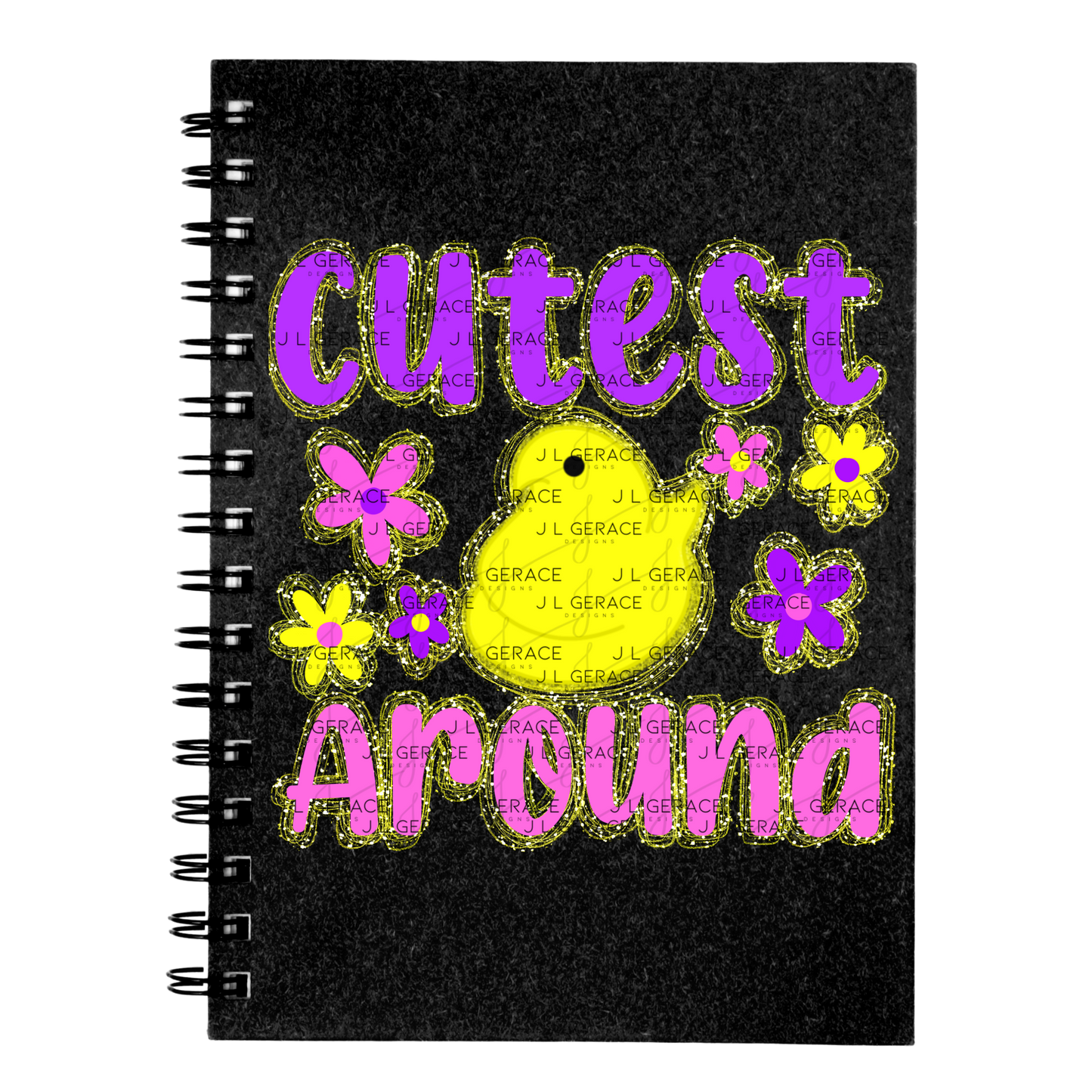 Cutest Chick Around Yellow String Glitter Outline PNG