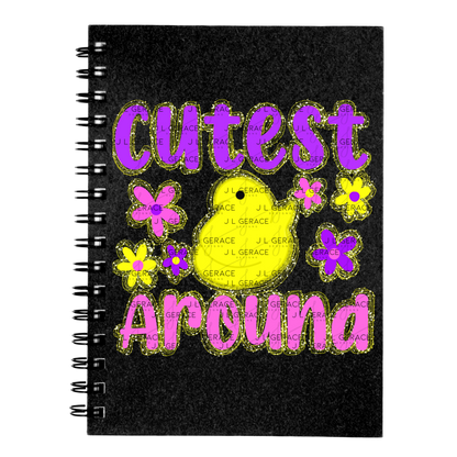 Cutest Chick Around Yellow String Glitter Outline PNG