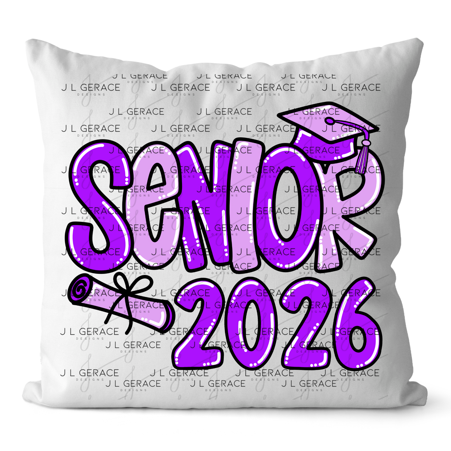 Senior 2026 PNG – Purple Graduation Cap and Diploma Design