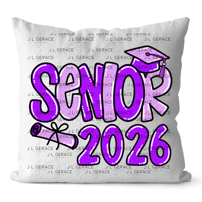 Senior 2026 PNG – Purple Graduation Cap and Diploma Design