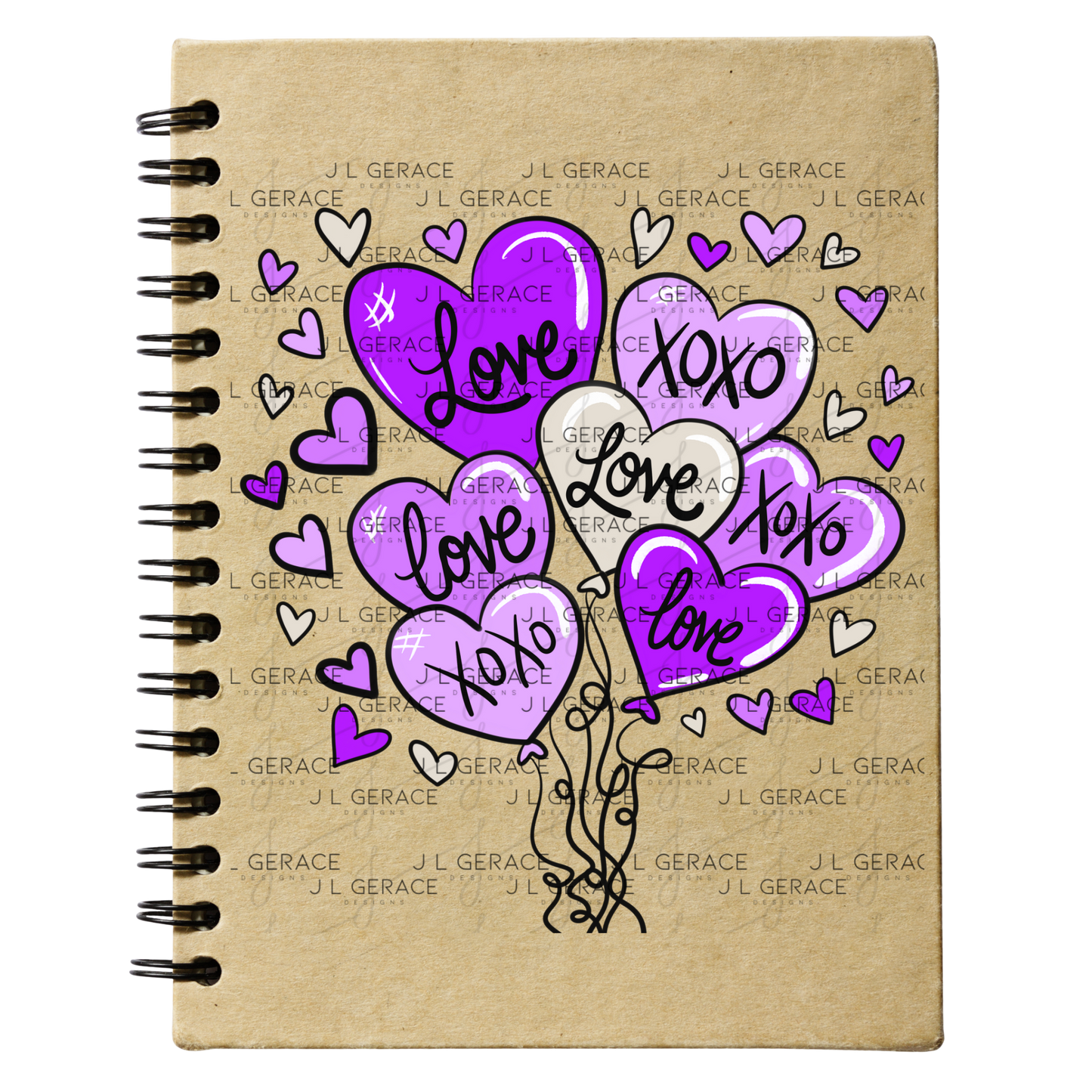 Purple Love & XOXO Heart Balloon Bouquet PNG