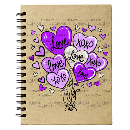 Purple Love & XOXO Heart Balloon Bouquet PNG