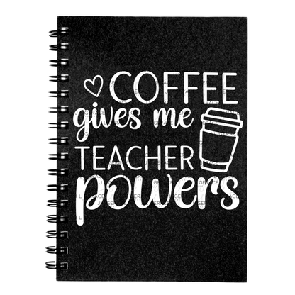 Coffee Gives Me Teacher Powers Black and White PNG (2 Colors)