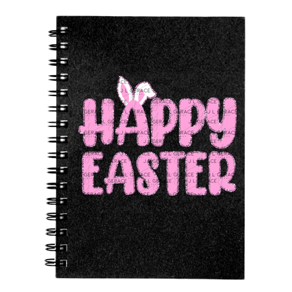 Happy Easter Bunny Ears Pink Chunky Glitter Outline PNG