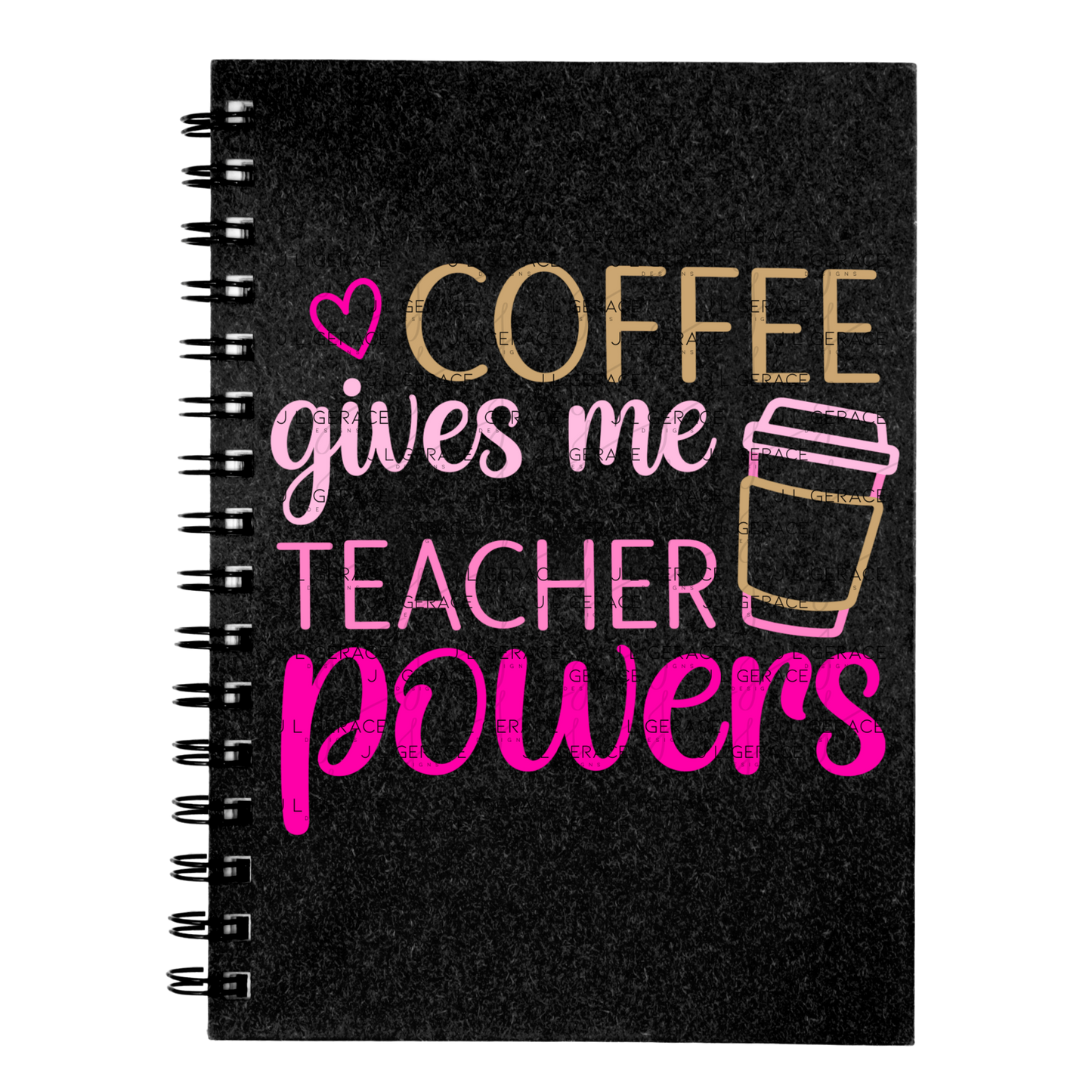 Coffee Gives Me Teacher Powers Pink and Gold PNG