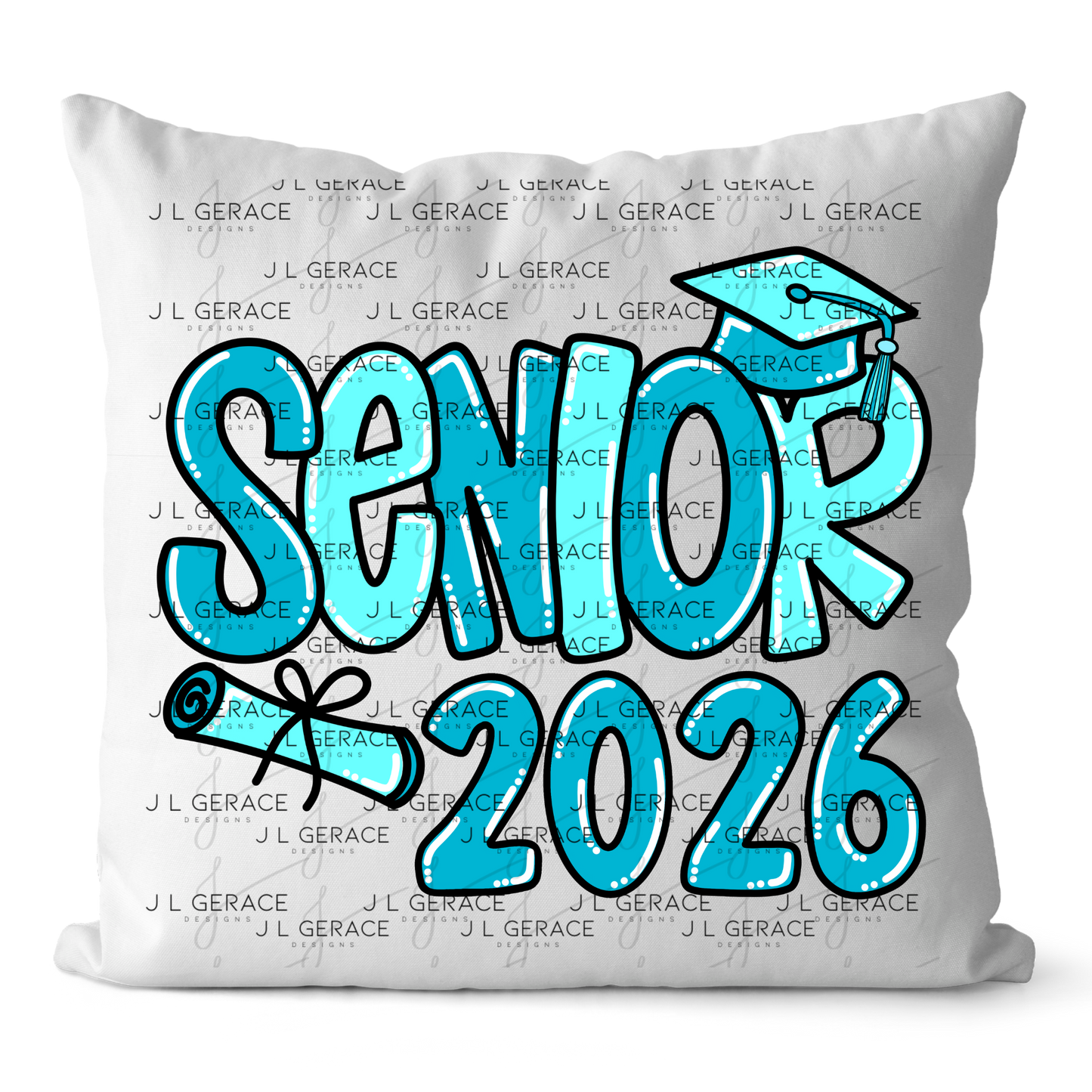 Senior 2026 PNG – Turquoise Graduation Cap and Diploma Design