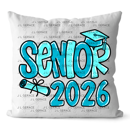 Senior 2026 PNG – Turquoise Graduation Cap and Diploma Design