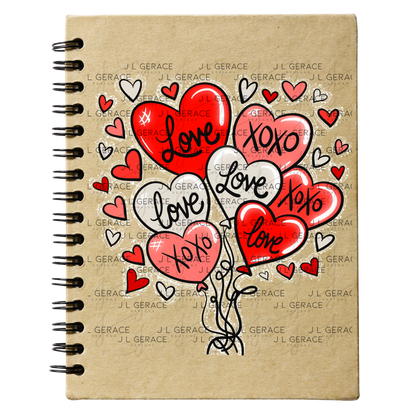 Red Love & XOXO Heart Balloon Bouquet with Glitter String Outline PNG