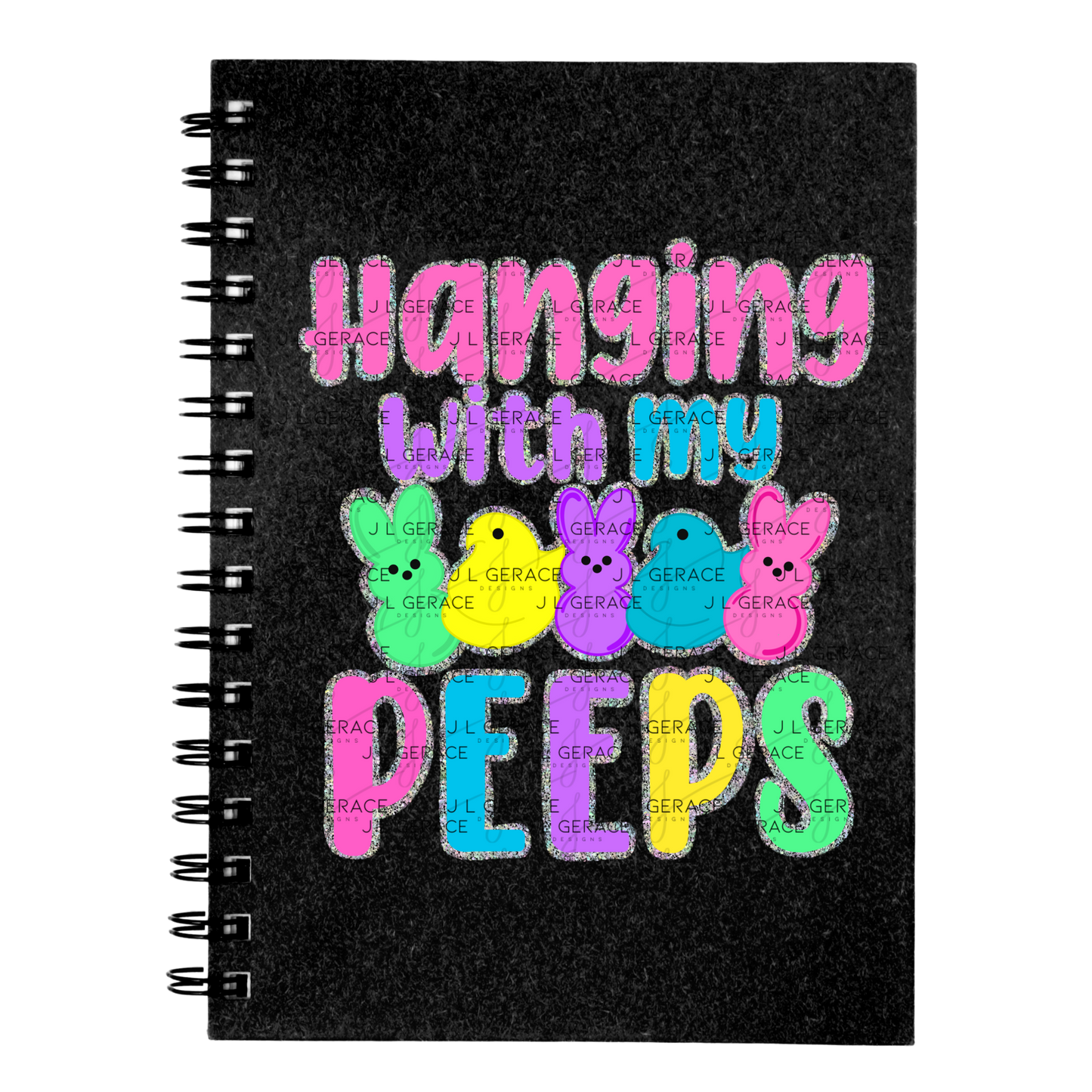 Hanging With My Peeps Clipart Sublimation PNG Glitter Easter Bunny Chick Design