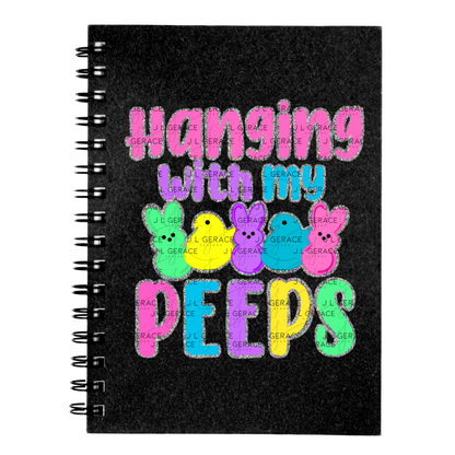 Hanging With My Peeps Clipart Sublimation PNG Glitter Easter Bunny Chick Design