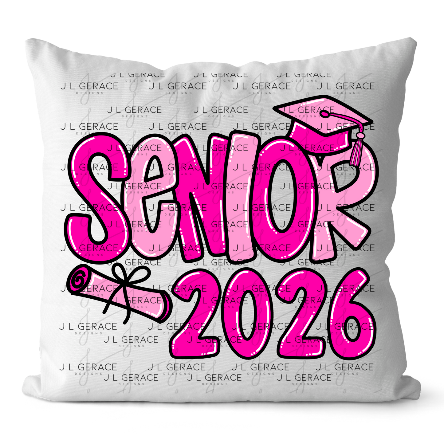 Senior 2026 PNG – Hot Pink Graduation Cap and Diploma Design