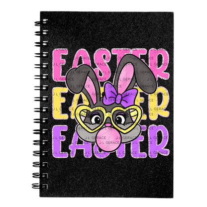EASTER EASTER EASTER Bunny with Glasses Pink - Yellow - Purple Chunky Glitter Outline PNG