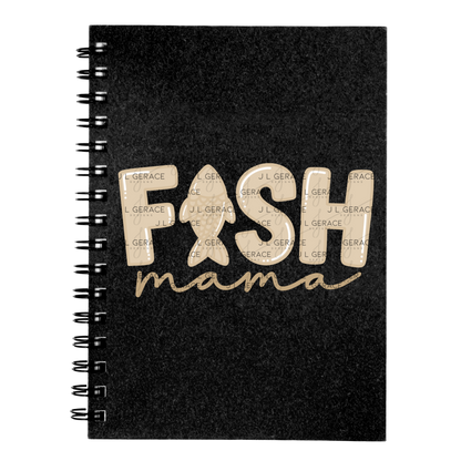 Fish Mama PNG – Tan Glossy “FISH Mama” Design with Fish Letter