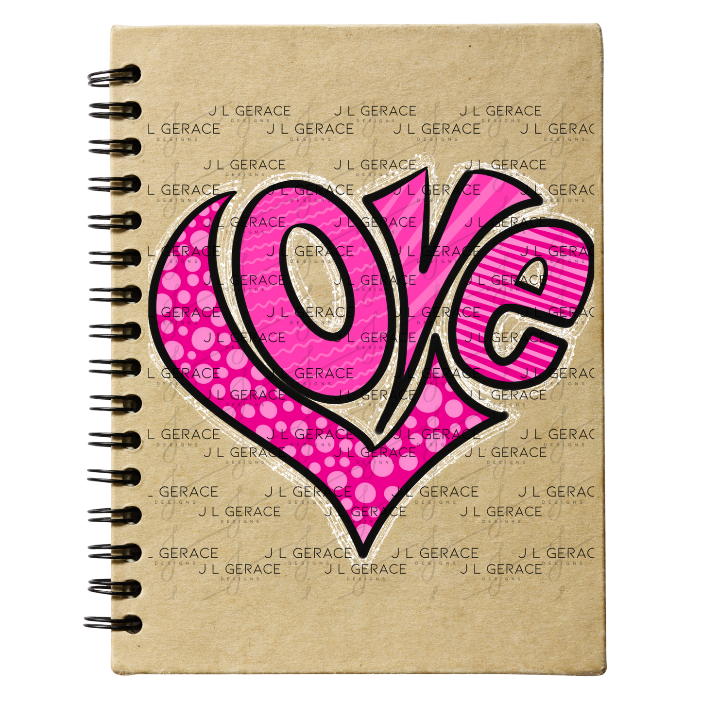 Pink Love Heart Polka Dots and stripes PNG with Glitter Outline Design