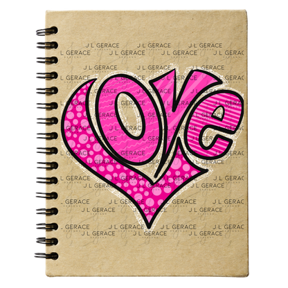 Pink Love Heart Polka Dots and stripes PNG with Glitter Outline Design