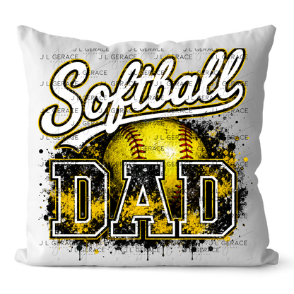 Softball Dad PNG – Yellow Black Paint Splatter Sports Design with Softball