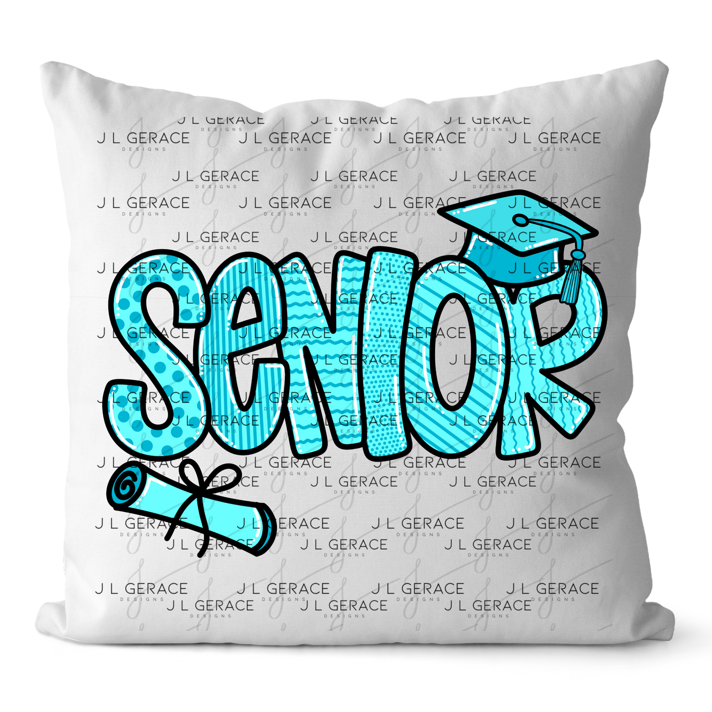 Senior PNG – Teal Pattern Graduation Sublimation Design