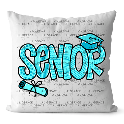 Senior PNG – Teal Pattern Graduation Sublimation Design